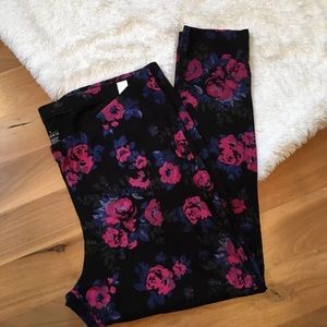 Torrid Leggings Floral Stretch Black Pink 5